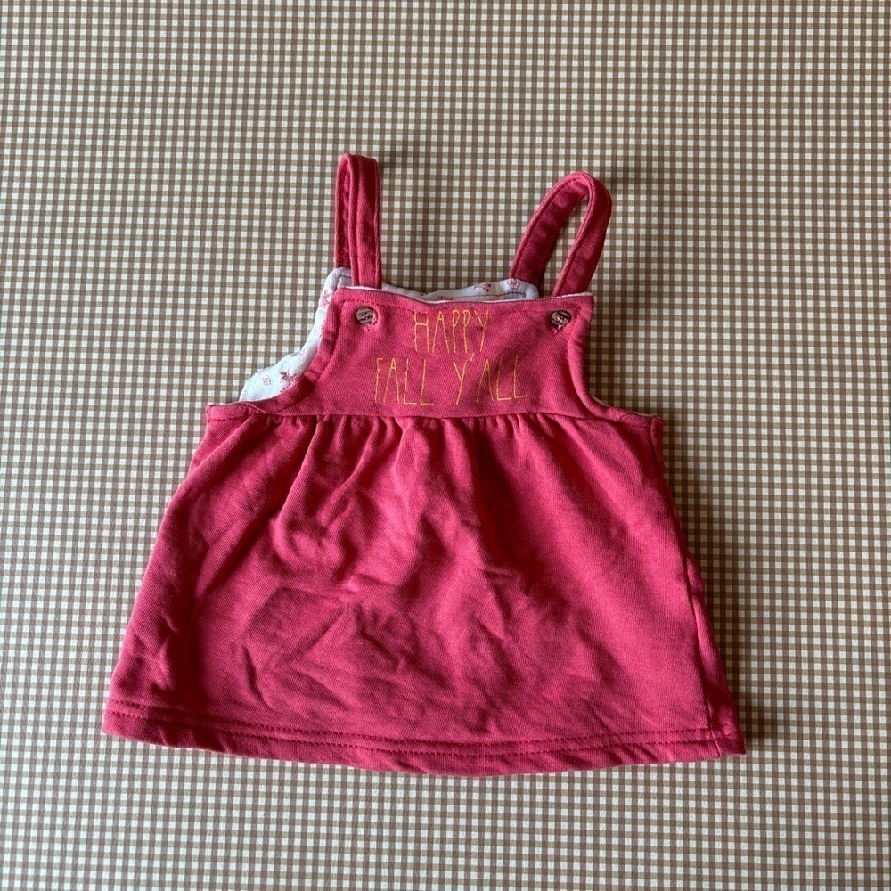RAE DUNN HAPPY FALL YALL jumper overalls style dress. Baby girl size 3-6 months‎